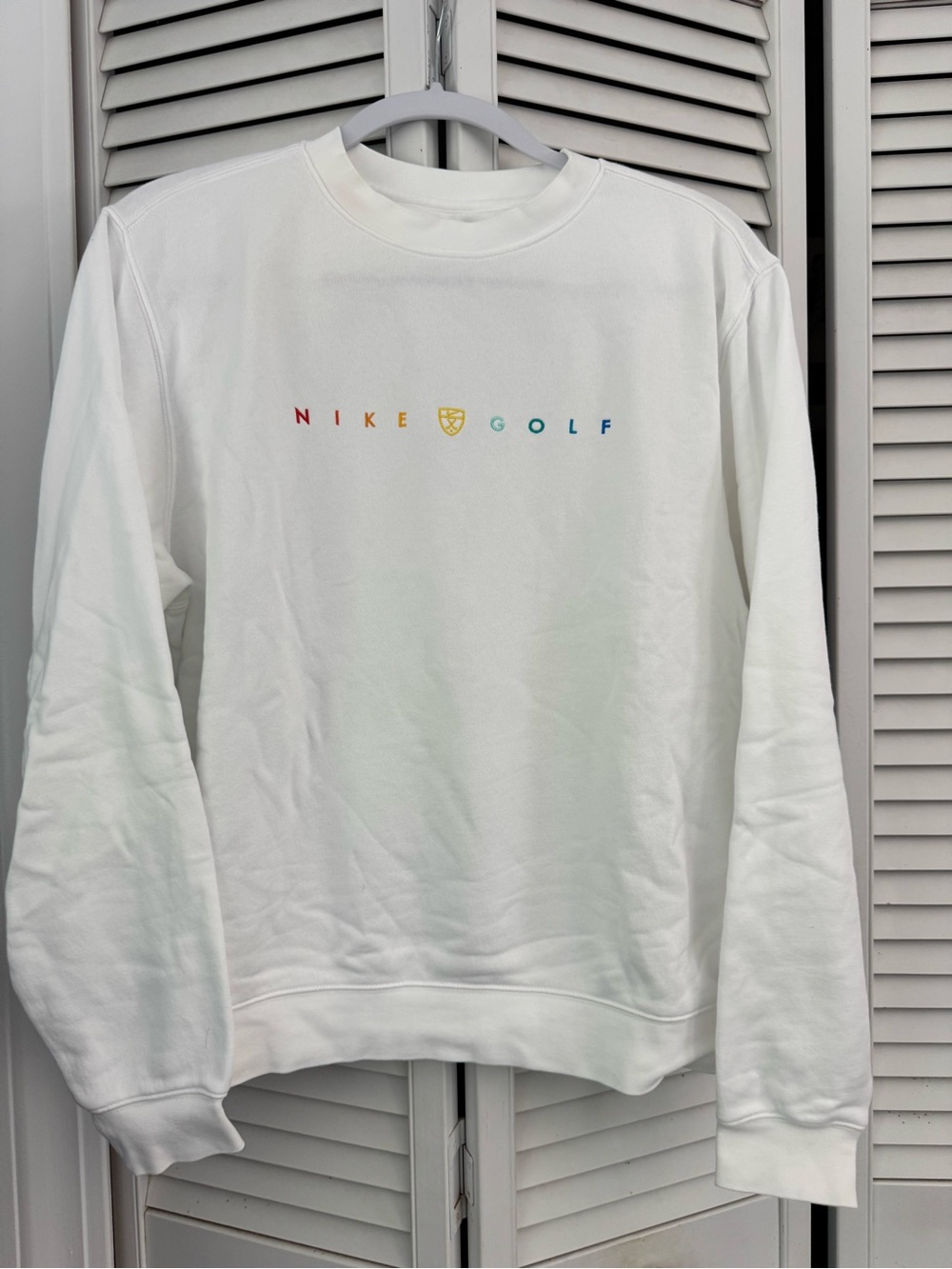 Nike White Crewneck Sweatshirt with Multicolor Logo